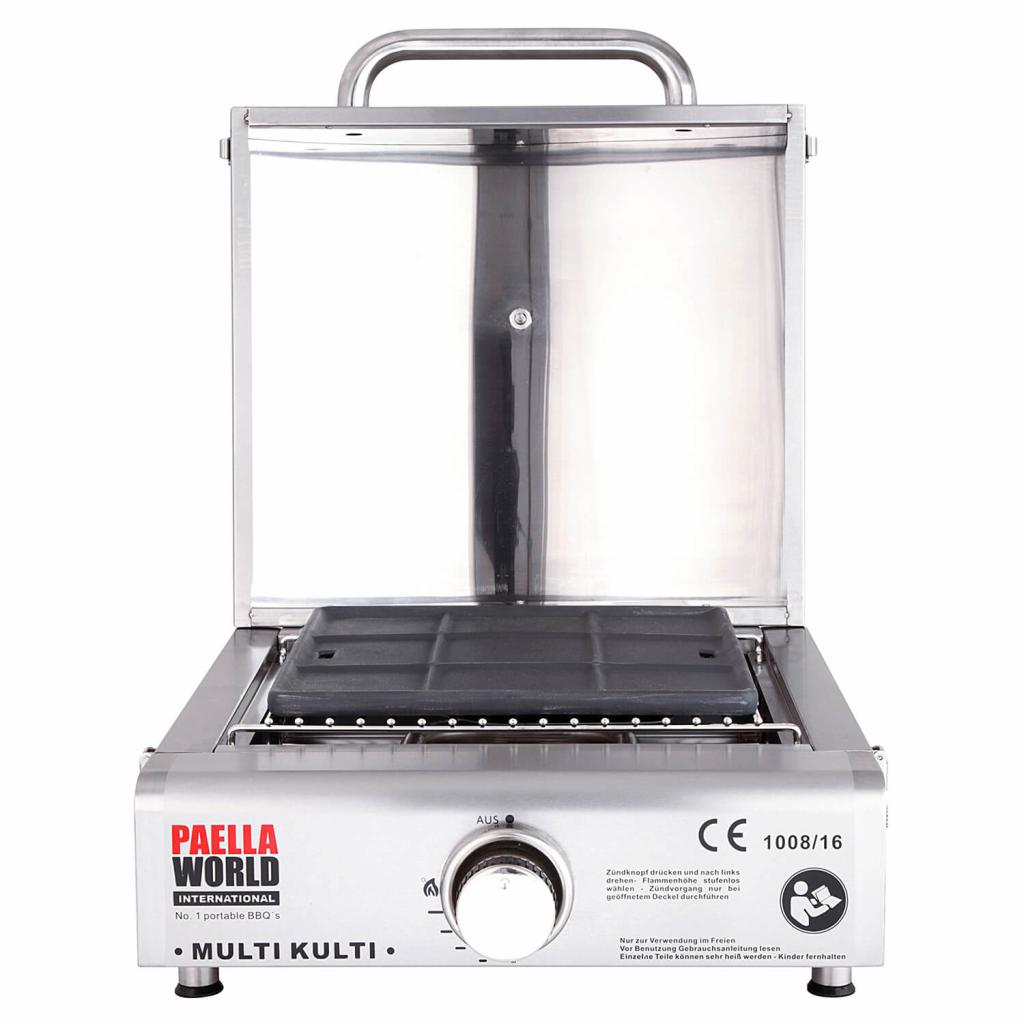 Paella World Multi-Kulti® portabler Grill-Pizzaofen 42x51x25cm, 8.5kg, 3.8kW, Edelstahl, Zubehör