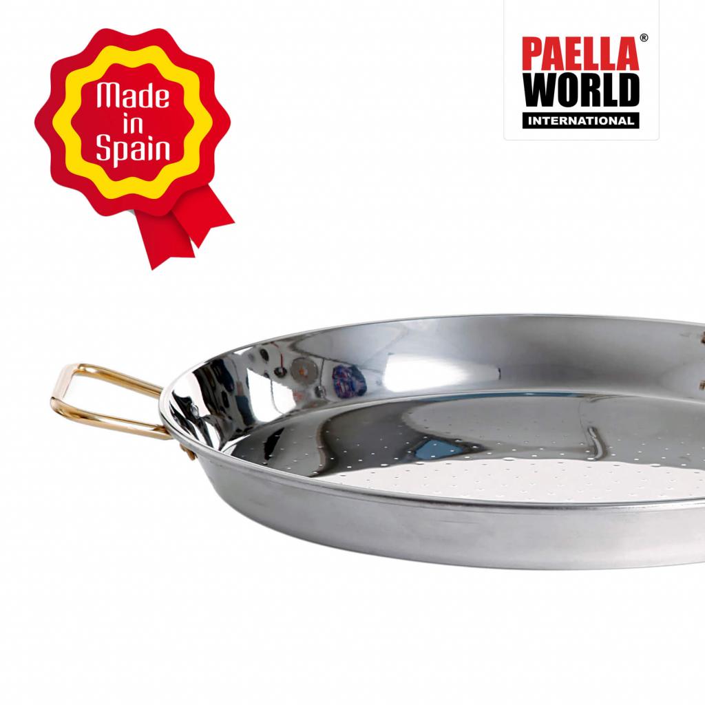 Edelstahl Paella-Pfanne: 16 Portionen, robust, vielseitig
