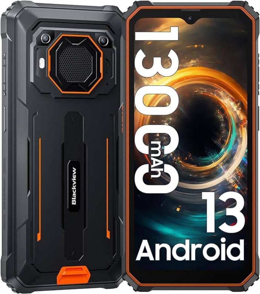 Blackview BV6200Pro Smartphone Orange mit 8GB RAM / 128GB ROM Vorder- und Rückseite