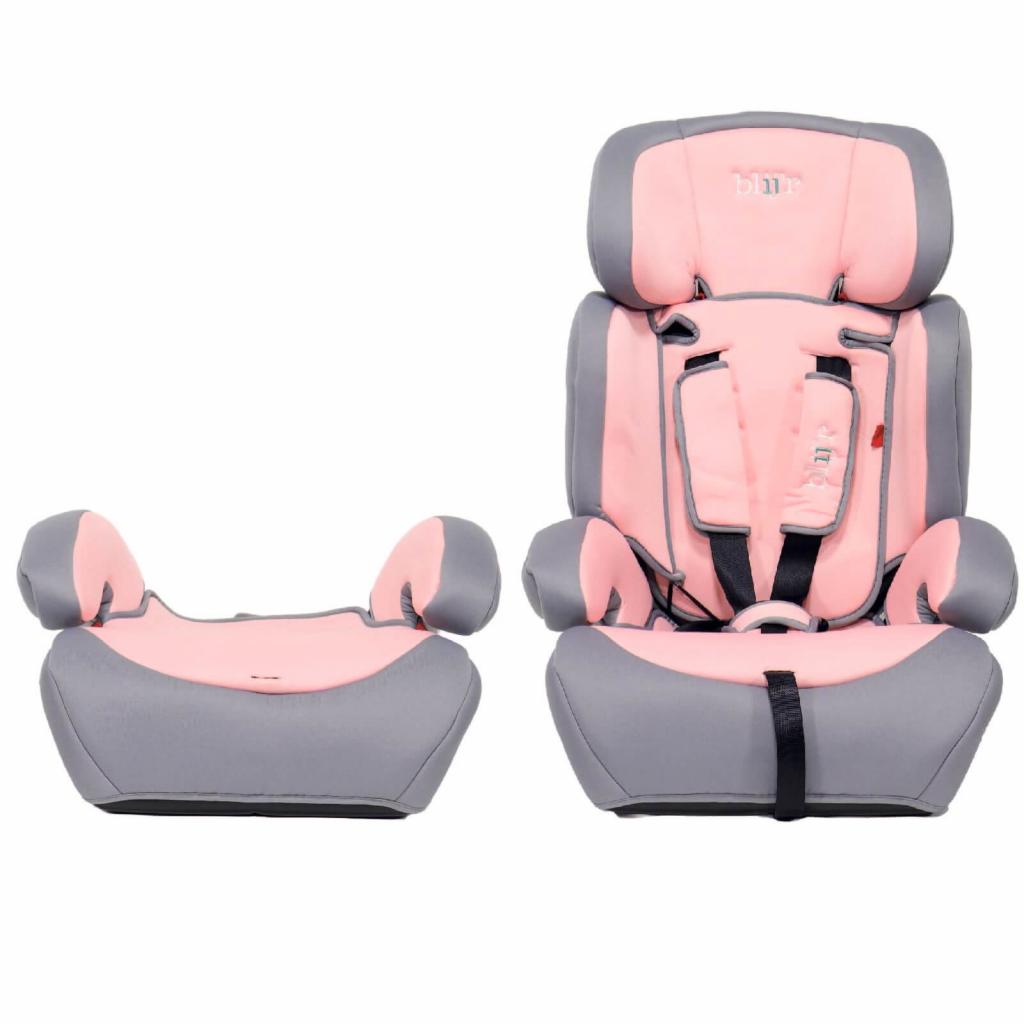 abnehmbare Rückenlehne des Blij´r Ivo pink/grey Autositz mit Wumbi Sonnenschutz