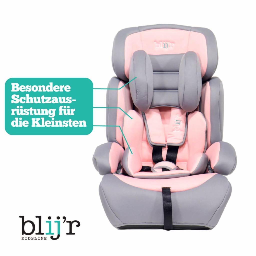Blij`r Ivo pink/grey Autositz mit der USP Schutzausrüstung