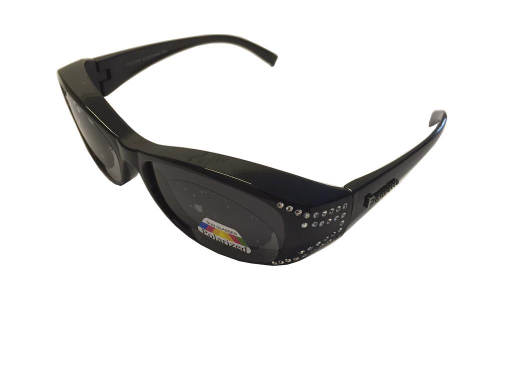Figuretta Sonnenbrille Überbrille in schwarz mit Strass Optik Brille UV Sonnenschutz