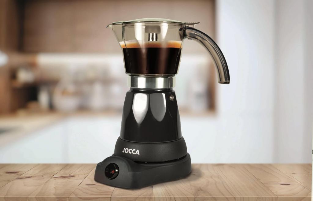 Mit Espresso gefüllte Jocca elektrische Espresso Kaffeemaschine in schwarz