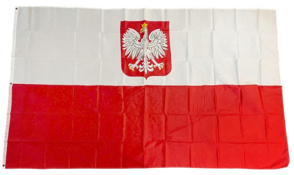 Polen Flagge mit Wappen