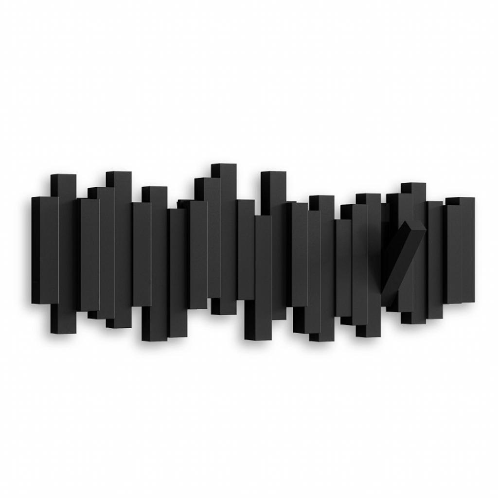 UMBRA STICKS HOOK BLACK 318211-040 platzsparende Garderobenleiste mit 5 beweglichen Haken