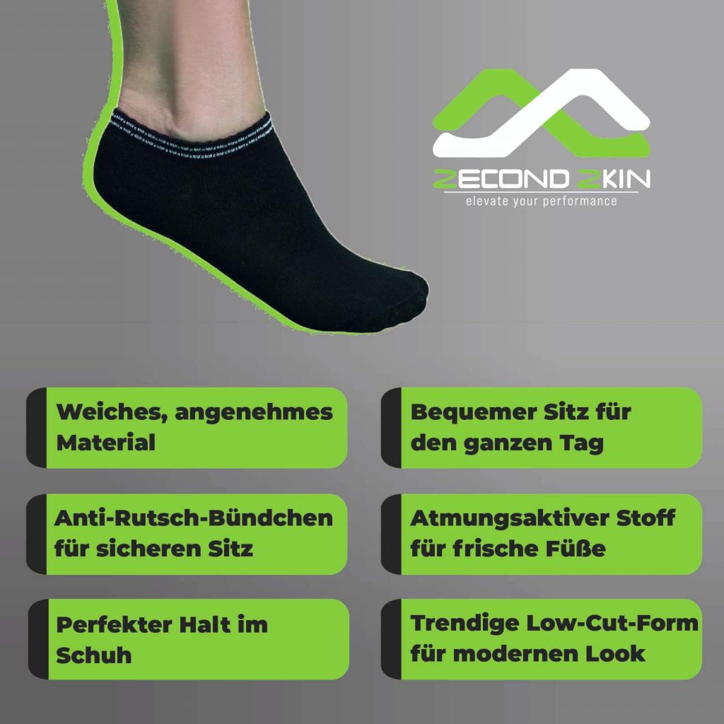 Merkmale der Zecond Zkin 8 Paar Sneaker Socken Gr. 32 - 38 schwarz