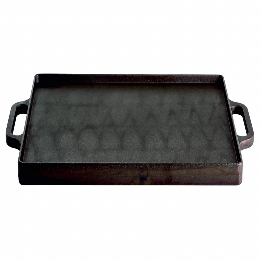 All'Grill Gusseisen-Grillplatte, robust, beidseitig verwendbar, quadratisch, schwarz, 38x38cm
