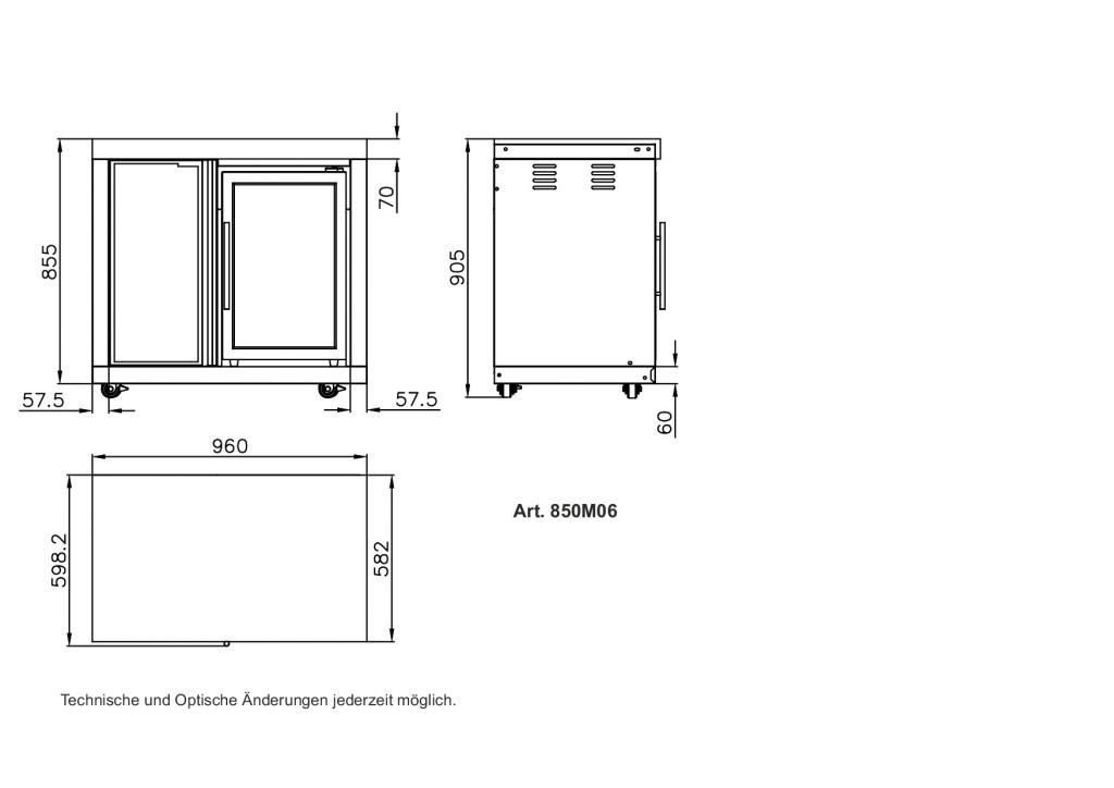 All'Grill Modul 6 Schrank 3 Regalfächer Einzelkühlschrank CASO Kühlschrank