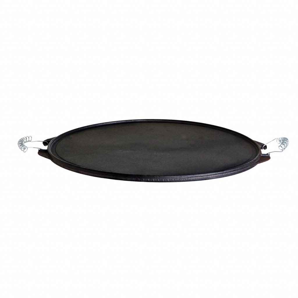 All'Grill Gusseisen-Grillplatte Light mit Edelstahl-Griffen 25cm rund schwarz