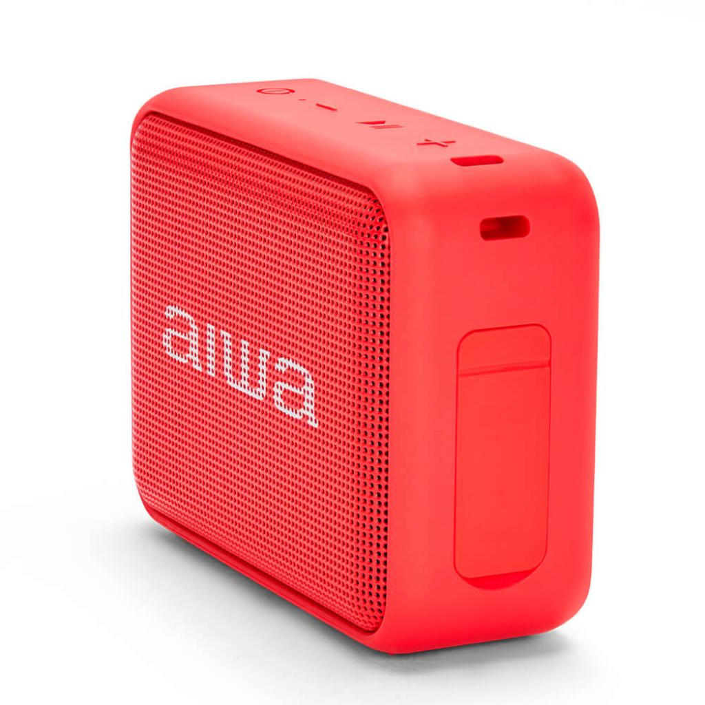 Bedienfeld des Aiwa BS-200RD Bluetooth Lautsprechers in rot