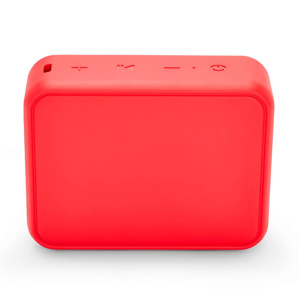 Rückseite des Aiwa BS-200RD Bluetooth Lautsprechers in rot