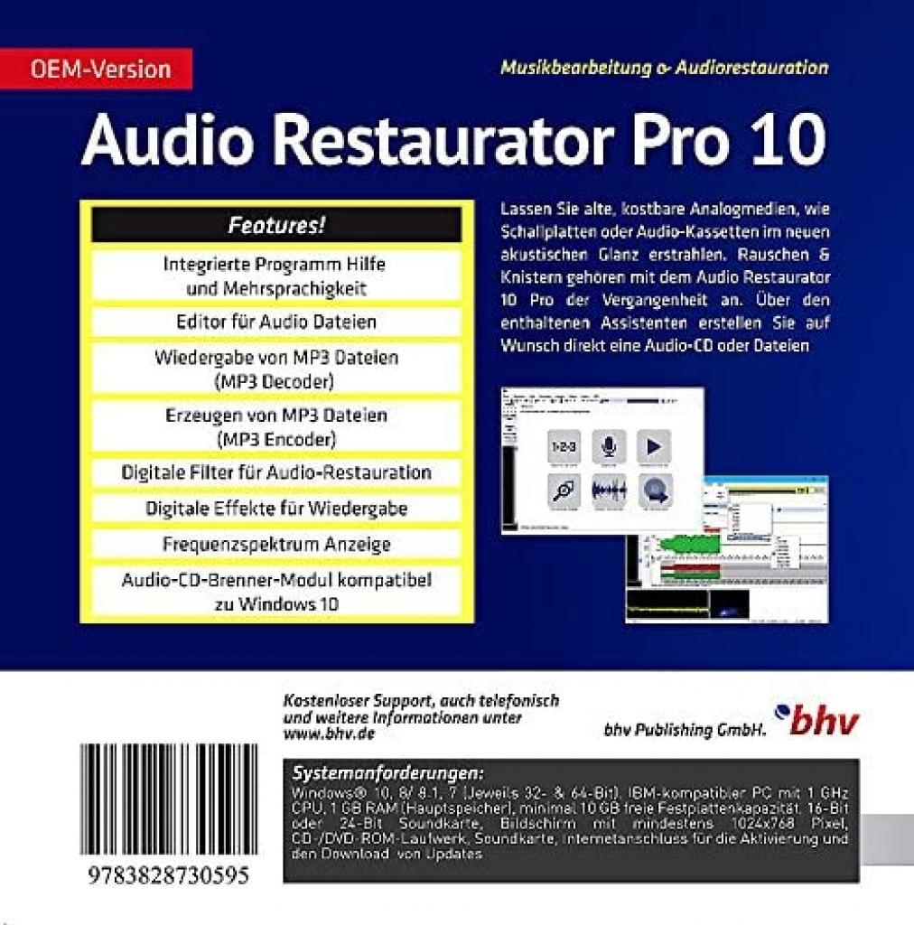 Rückansicht der Software Audio Restaurator Pro 10