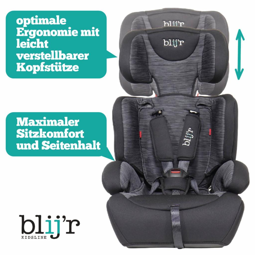 Blij`r Ivo grey/black Autositz mit den USPs Ergonomie und Sitzkomfort