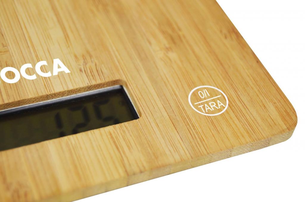 Ein-/Aus-/Tara - Schalter der Jocca digitale Küchenwaage aus Bambus