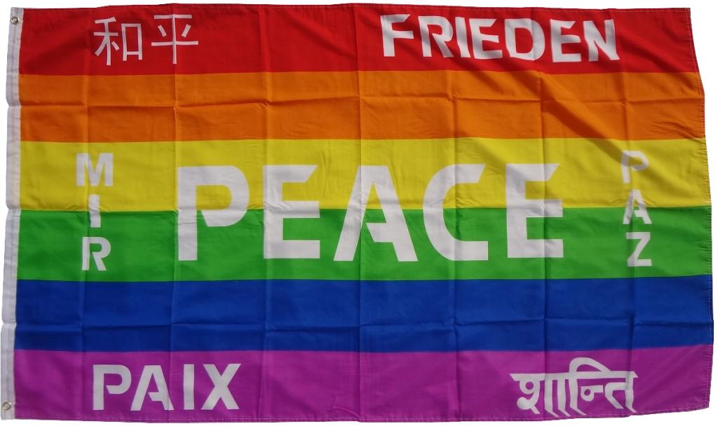 Flagge Peace 7 Sprachen 90 x 150 cm