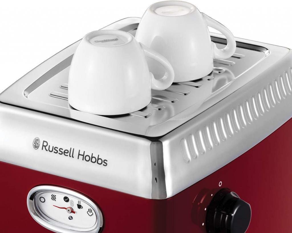 Tassenwarmhalteplatte der Russell Hobbs Siebträger Retro Espressomaschine Rot