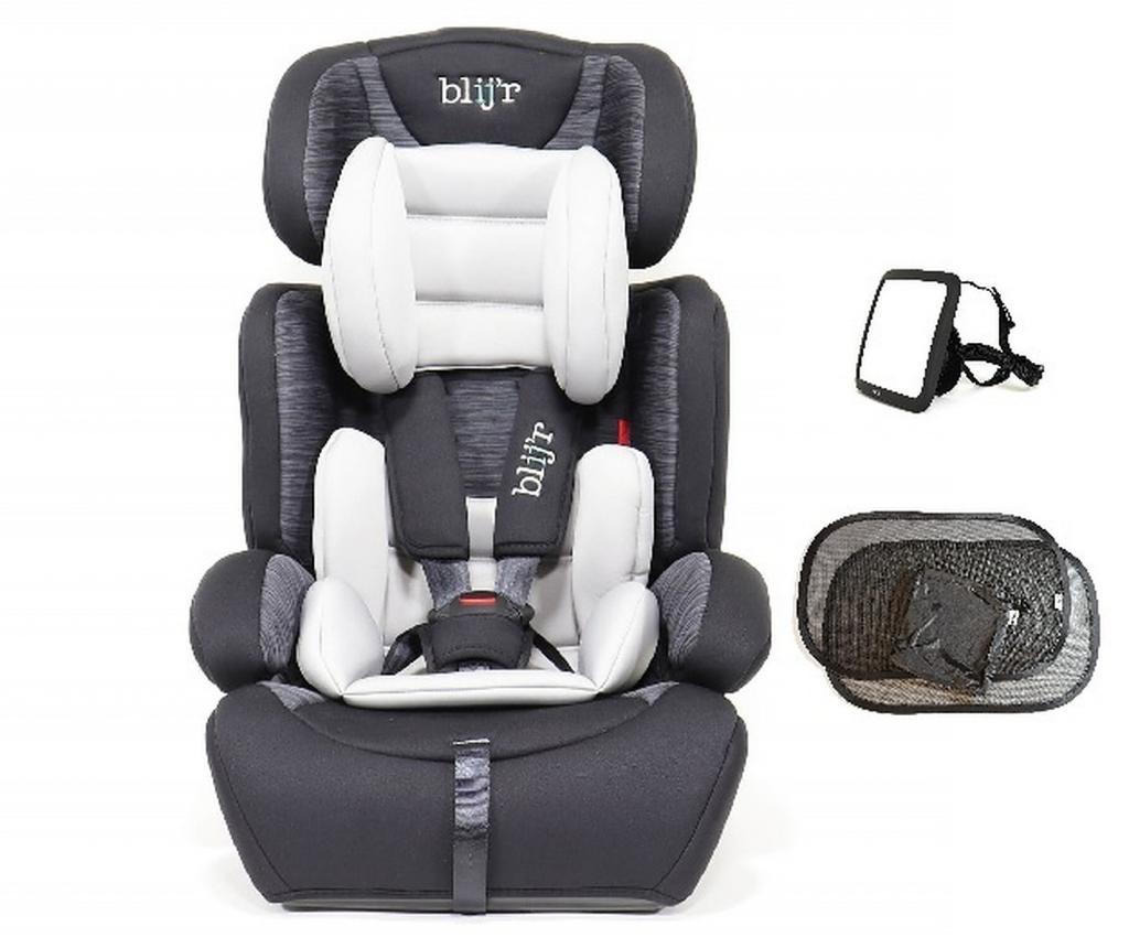 Blij´r Ivo Grey/Black Autositz mit Wumbi Rücksitzspiegel und Sonnenschutz