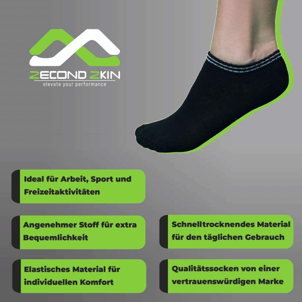 Vorteiel der Zecond Zkin 8 Paar Sneaker Socken Gr. 32 - 38 schwarz
