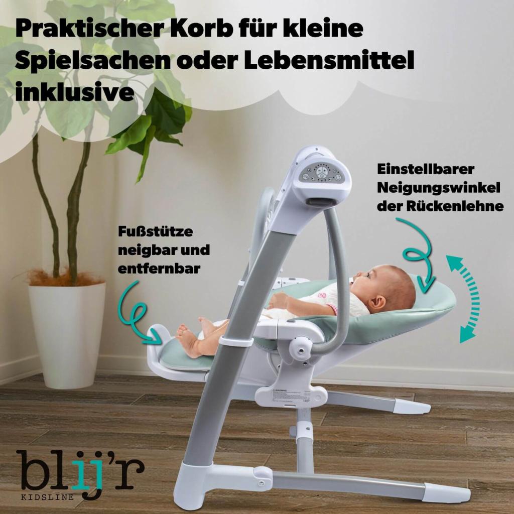 Wippfunktion des Blijr Guusje Baby-& Kinderstuhl Minzgrün