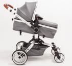Blij'r Stef 2in1 Luxus Kombi Kinderwagen mit Babyschale 360 Grad drehbar Buggy grau Baby