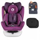 Lionelo Bastiaan violett + ORGANIZER + Sonnenschutz Auto Kindersitz mit Isofix Baby Autositz