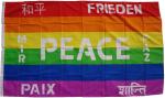 Flagge Peace 7 Sprachen 90 x 150 cm Fahne mit 2 Ösen 100g/m² Stoffgewicht Hissflagge