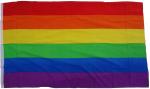 Flagge Regenbogen / Frieden 90 x 150 cm Fahne mit 2 Ösen 100g/m² Stoffgewicht Hissen