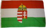 XXL Flagge Ungarn mit Wappen 250 x 150 cm Fahne mit 3 Ösen 100g/m² Stoffgewicht Mast